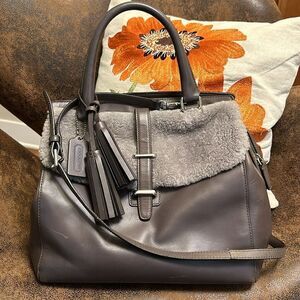 COACH LEGACY NORTH SOUTH SATCHEL BAG SHEARLING 26366 HANGTAG CROSSBODY TASSELS